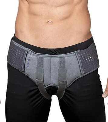 Wonder Care Inguinal Hernia Truss Belt for Men – Double/Single Side Support with Pads Abdominal Belt(Grey)