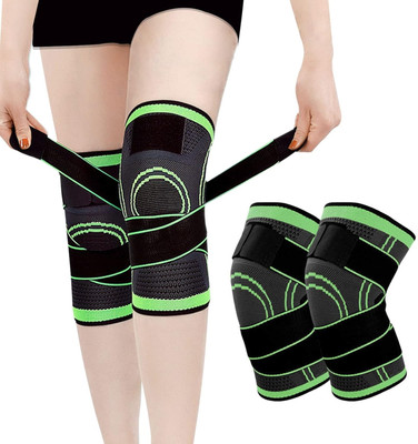 TENACT Knee Support with Extra Starp for Knee Injury Gym Knee Cap for men & Women Knee Support(Green, Grey)