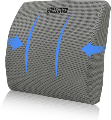 WELLGIVER Memory Foam Lumber Support For Healthy Posture and Comfortable Sitting Back / Lumbar Support(Grey)