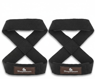 Shopeleven Weight Lifting Straps - Non-Slip Wrist Supporter with Padded Cuff for Gym Wrist Support(Black)