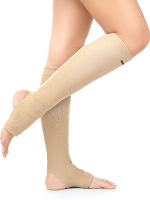 HOSPIKART Varicose Veins Compression Stockings Below Knee for Men & Women (XL, 1 Pair) Knee Support(Beige)