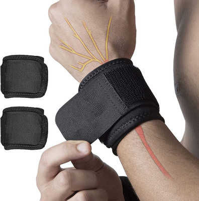 Neelam Store Wrist Band for Gym | Hand Band with Adjustable Size | Pack of 2 | Fitness Wrist Support(Black)