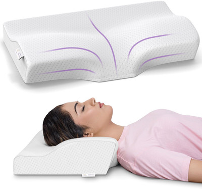MY ARMOR Orthopedic Memory Foam Contour Cervical Pillow With Bamboo Outer Cover - Cervical Pillow(White)