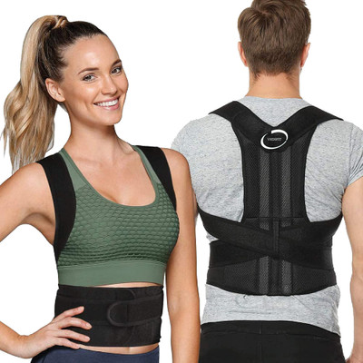 Balaraka N-Posture Belt For Back & Shoulder, Back Straightener Belt For Spine & Body2 Shoulder Support(Black)