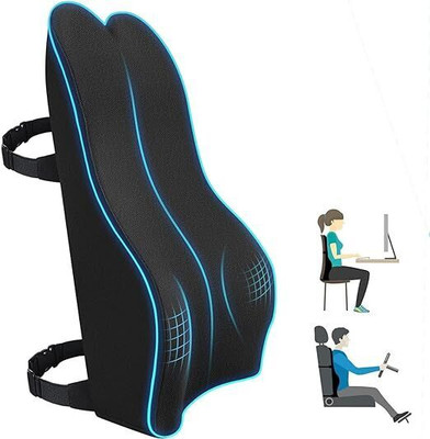 QP360 Large Backrest for Chair & Car Seat, Orthopedic Memory Foam Lumbar Support Back / Lumbar Support(Black)