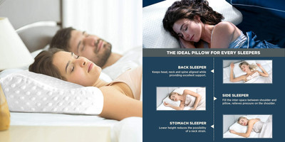 RUSHABH ENTERPRISE Memory Foam Motifs Sleeping Pillow Pack of 1(White)