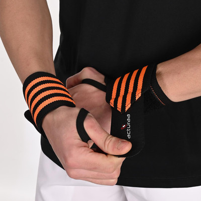 ACTURAA Wristband for Men & Women | Wrist Supporter for Gym Hand Support(Orange, Black)