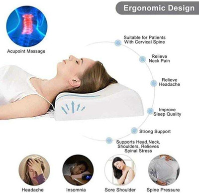 Faltomin Contour Memory Foam ,Orthopedic for Neck Pain Cervical Pillow(White)