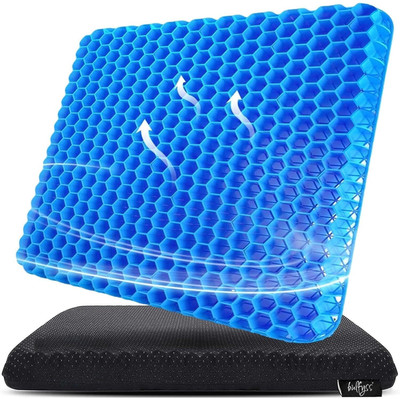 PRATYANG Squar Cushion Chair Pad with Non-Slip Cover for Sciatica Pain Back Pain P111 Back / Lumbar Support(Blue)