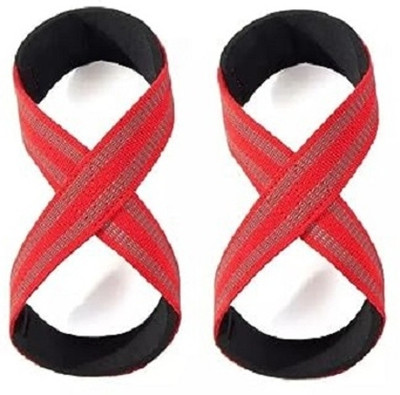 Fitcozi Lifting Straps for Deadlift Gym Weightlifting Figure 8 Shape Strap Wrist Support(Black, Red)
