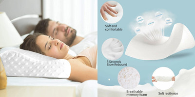 PRATIK MARKETING Memory Foam Polka Sleeping Pillow Pack of 285(White)