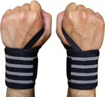 Donizard Cotton Wrist Wrap Band Supporter Hand Grip with Thumb Loop Workout WeightLifting Wrist Support(Black)