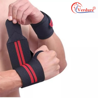 Verdure Professional Wrap Band Strap For Gym and Fitness All Purpose For Men Women Wrist Support(Red)