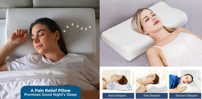 RUSHABH ENTERPRISE Memory Foam Geometric Sleeping Pillow Pack of 1(White)