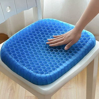 ND BROTHERS Gel Seat Cushion Seat Cushion with Non-Slip Cover Breathable1 Back / Lumbar Support(Blue)