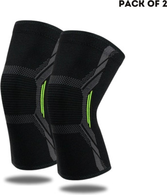 Hambler ANTI-SLIP COMPRESSION SLEEVE FOR MEN & WOMEN,KNEE BRACE FOR RUNNING Pack2 Knee Support(Green)