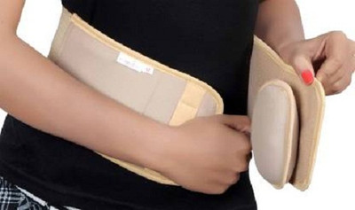 fact-care Umbilical hernia binder with removable truss pad (( 28-32 INCH )) SMALL Supporter(Beige)