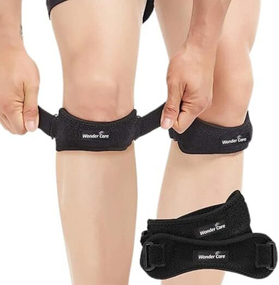 Wonder Care Neoprene Knee Brace with Silicone Gel Pads, Patella Tendon Support Strap(1 pair) Knee Support(Black)