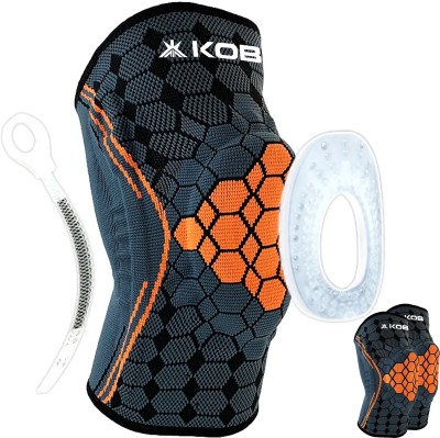 KOBO Nylon Knee Caps with Gel Pads & Side Stabilizers Support Brace Knee Pain Relief Knee Support(Orange)