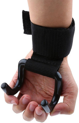 PRIPIVA Durable Deadlift & Pull-Up Hooks with Enhanced Wrist Stability Wrist Support(Black)