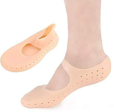 RuHaNest Silicone Heel Socks with Comfort Strap, Anti-Crack Moisturizing Gel Protection Heel Support(Beige)