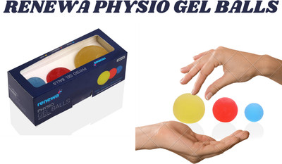 Renewa Gel Exercise Ball Set of 3 (SOFT HARD MEDIUM) for Muscles Strengthening Finger Support(Blue)