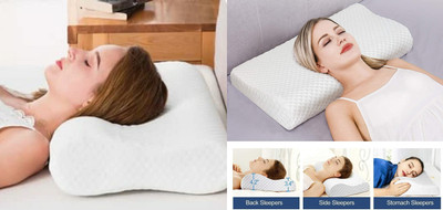 ANUSHKA ENTERPRISE Memory Foam Stripes Sleeping Pillow Pack of 1(White)