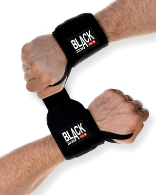 ZOOMON Black Wrist Support Band Weight Lifting Straps For Gym Wrist Support(Black)