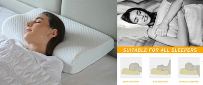 ANUSHKA ENTERPRISE Memory Foam Polka Sleeping Pillow Pack of 1(White)
