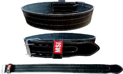 Monika Sports Genuine Leather Power Lifting Gym Belt Weight Lifting Belt(Black)