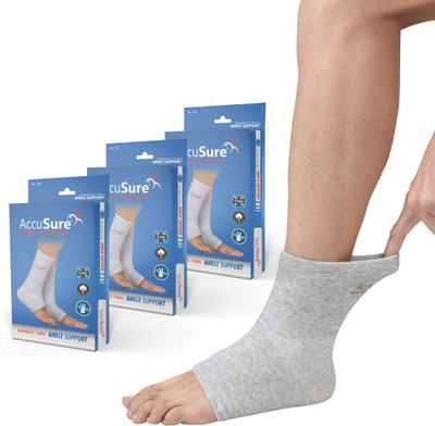 AccuSure Ankle Brace Compression Support Sleeve for Injury Recovery, Joint Pain Pack Of 3 Ankle Support(Grey)