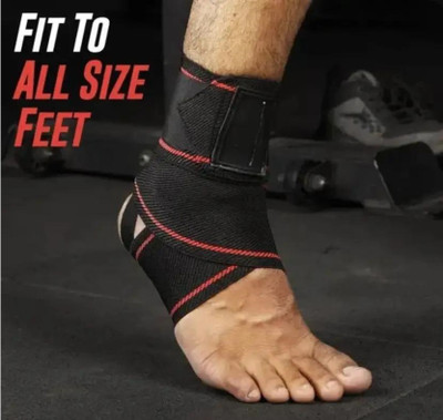GJSHOP Ankle Compression Strap, Ankle protector for Men & Women Ankle Support(Black, Red)
