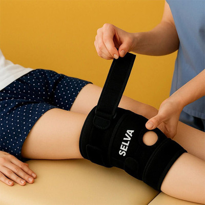 SELVA Premium Neoprene Hinged Dual (Neoprene) Knee Support(Black)
