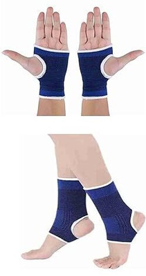 Purple Dust Combo Of Unisex Elastic Protector Ankle Support Sleeves for Pain Relief With Supporter(Blue)