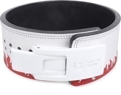 GRIFFIN GEARS Powerlifting Lever White Buckle With Red Fire Power 10MM Heavy Duty(S-26-34) Weight Lifting Belt(Black)