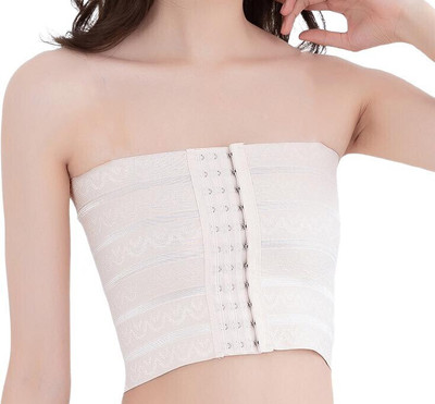 Ghelonadi Women's Breast Support Band No-Swing Adjustable Sports Bra Band for Post-Surgery Knee Support(Beige)