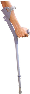 A1CARE Invalid Elbow Crutches With Double Folding Handle - Universal Elbow Support(Silver)