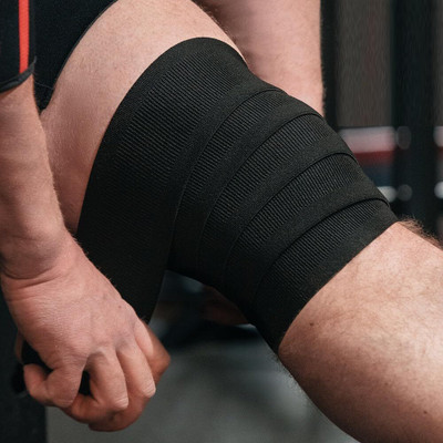 KOBO Knee Wraps 2m – Heavy Duty Support for Squats, Powerlifting & Gym Training Knee Support(Black)