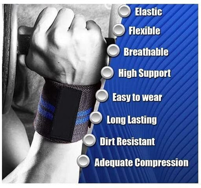 Lugazi Wrist Wrap Gym Training Exercise Hand Band with Adjustable Size (1 Pair SS019) Wrist Support(Multicolor)