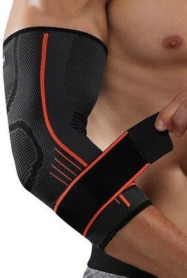 TIMA Elbow Brace with Strap for Tendonitis 1 Pack, Tennis Elbow Elbow Support(Black)