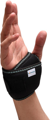 HOMESTIC by Kuber Industries Wrist Brace with Thumb Loop|Nylon Drytex Wrist Supporter for Gym|1 Piece|Black Wrist Support