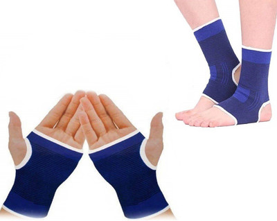 KBC Combo Of Unisex Elastic Protector Ankle Support Sleeves for Pain Relief With Ankle Support