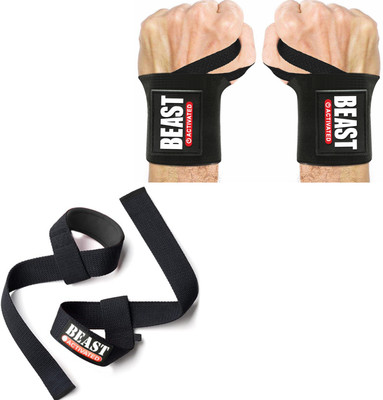 EasyHealth Deadlift Straps Gym Wrist Band For Gym WeightLifting Straps Gym wrist Support Wrist Support(Black, Red)