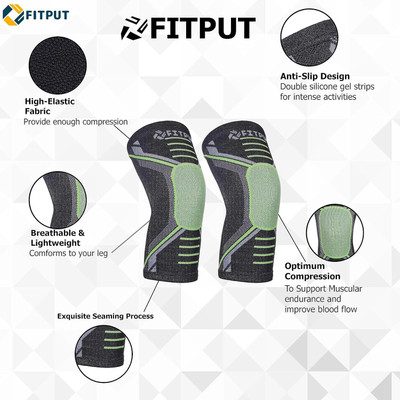 FITPUT Knee Caps For Women For Pain Relief (Pair) Gym Knee Cap Leg Pain Relief Knee Support(Black)