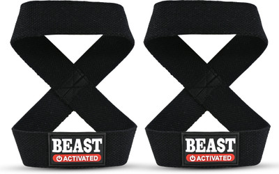 EasyHealth Professional Figure 8 Lifting Straps, Deadlift, Cotton For Gym Wrist Support(Black)
