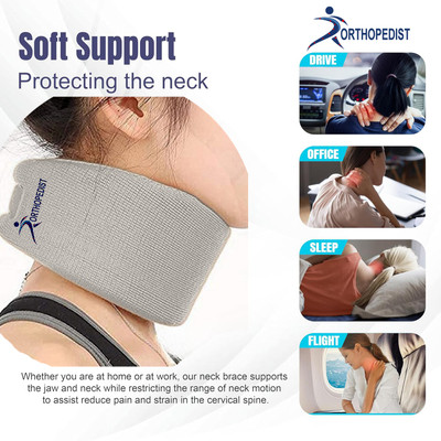 ORTHOPEDIST Cervical Collar Soft with Support Brace for Pain Relief and Spine Alignment, Neck Support(Grey)