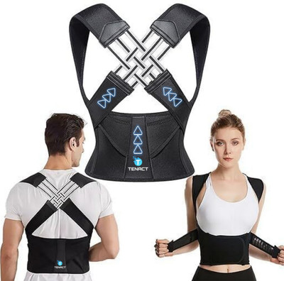 TENACT Posture Corrector Belt Pro for Men & Women Adjustable Back & Comfort Fit Fabric Back / Lumbar Support(Black)