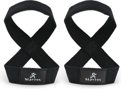 Stavros Figure 8 Lifting Straps, Deadlift, Cotton For Gym Wrist Support Wrist Support(Black)