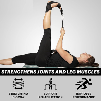 Quinergys Leg Stretcher Rehabilitation Strap Polyester, Cotton Yoga Strap(Black)