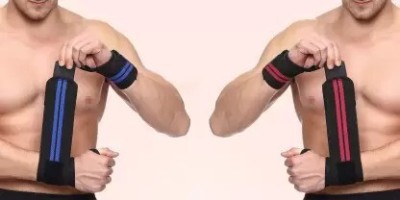 Fitfam FF_Wrist Band Combo for Gym Workout for Men & Women. (blue, red, Pack of 2) Supporter